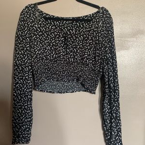 Floral long sleeve crop top